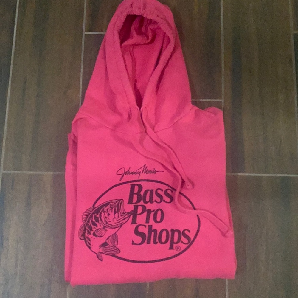 Bass Pro Shop pink drawstring hoodie w/bonus cap!
